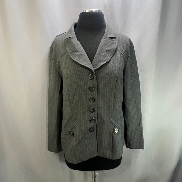 Spago Jackets & Blazers - Spago Blazer Jacket Womens 10 Charcoal Gray Single Breasted Notch Lapel Formal